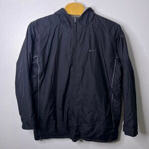 Vintage Nike Reversible Windbreaker Fleece Jacket XXL Black Grey Hooded Swoosh